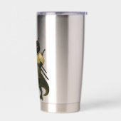 Samurai Cat with Beer & T-Rex | Retro Japanese Art Geïsoleerde Drinkbeker (Links)