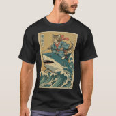 Samurai Chat Riding Shark Japonais Pullover (Devant)