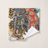 Samurai combat un tigre, Kuniyoshi, Ukiyo-e (Gant de toilette)