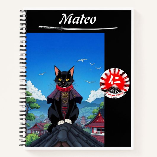 Samurai Compassion Chat Carnet Spiral (Devant)