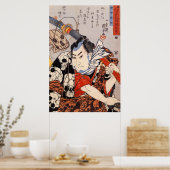 Samurai die een schedelpatroon heeft poster (Keuken)