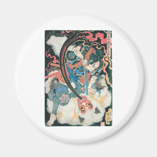 Samurai doodt een demon, oude Japanse schilderijen Magneet