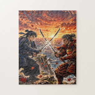 Samurai Duël bij Zonsondergang Legpuzzel