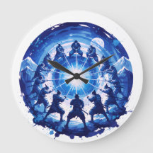 Samurai Eenheid Japans Blauw Inkt Kunst Cirkelvorm