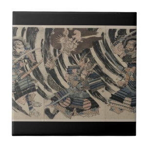 Samurai en Demon circa 1818 Tegeltje