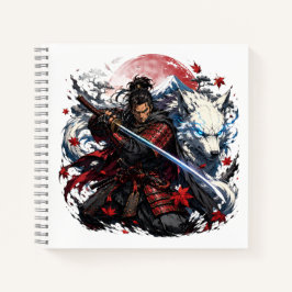 Samurai en Witte Wolf Mok | Japanse Krijger Fantas Notitieboek