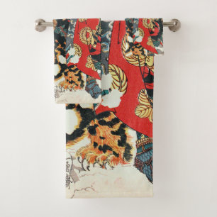 Samurai Fighting a Tiger, Kuniyoshi, Ukiyo-e Bad Handdoek