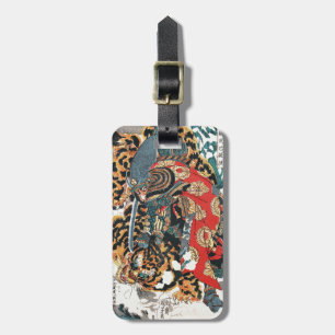Samurai Fighting a Tiger, Kuniyoshi, Ukiyo-e Bagagelabel