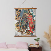 Samurai Fighting a Tiger, Kuniyoshi, Ukiyo-e Hangend Wandkleed (Slaapkamer)