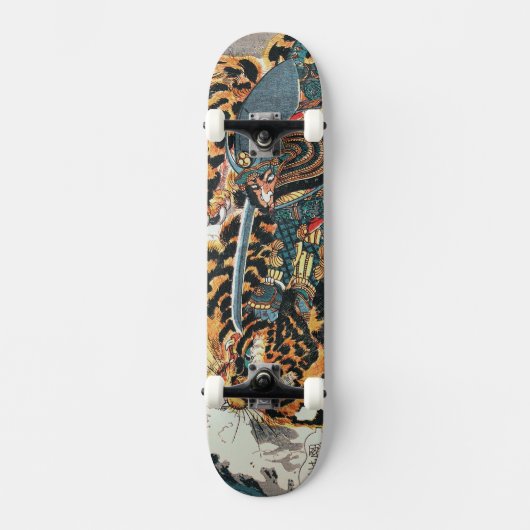 Samurai Fighting a Tiger, Kuniyoshi, Ukiyo-e Skateboard (Voorkant)