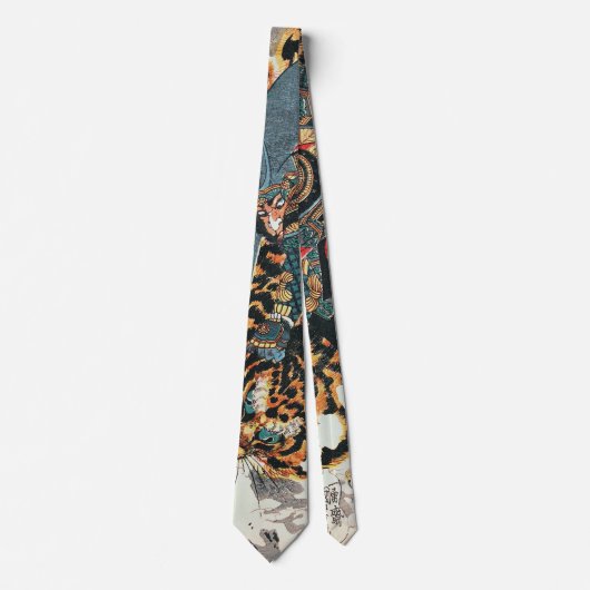 Samurai Fighting a Tiger, Kuniyoshi, Ukiyo-e Stropdas (Voorkant)