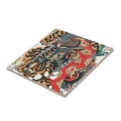 Samurai Fighting a Tiger, Kuniyoshi, Ukiyo-e Tegeltje (Zijkant)