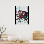 Samurai Fighting in Armor, Tsukioka Yoshitoshi Poster (Keuken)