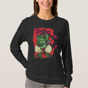 Samurai Frog Kendo Katana Cherry Blossom Tree Saku T-shirt