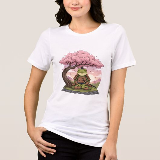 Samurai Frog Meditating Cute Funny White Womens Tri-Blend Shirt (Voorkant)