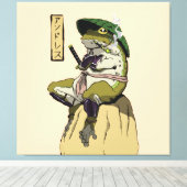Samurai Frog Poster Faux Canvas Afdrukken Acrylpla (Insitu (Houten vloer))