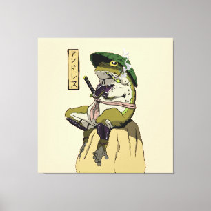 Samurai Frog Poster Faux Canvas Afdrukken Acrylpla
