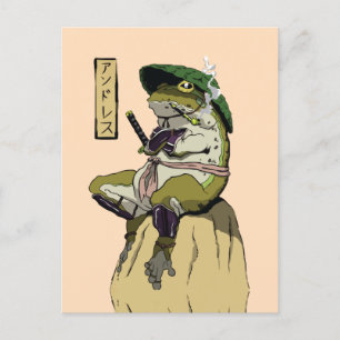 Samurai Frog Poster Faux Canvas Afdrukken Acrylpla Briefkaart