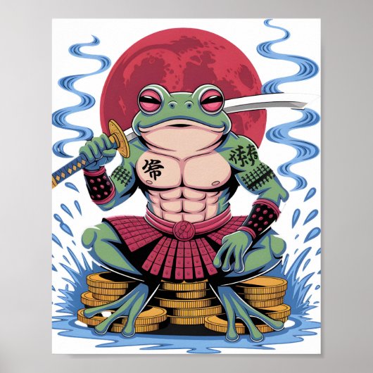 Samurai Frog Warrior art Poster (Voorkant)