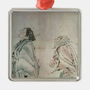 Samurai gevolgd door een dienaar metalen ornament