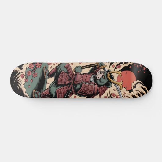 Samurai Green Bear warrior Skateboard (Horz)