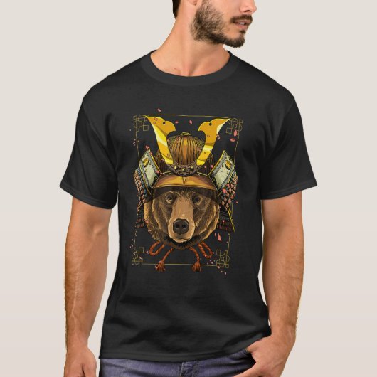 Samurai Grizzly Bear Japanese Warrior Bushido Japa T-shirt (Voorkant)