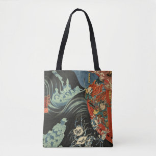 Samurai Hero Minamoto no Yoshitsune vs. Ghost Crab Tote Bag
