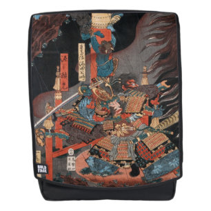 Samurai Hero Yorimitsu: Japans Woodblock Rugtassen