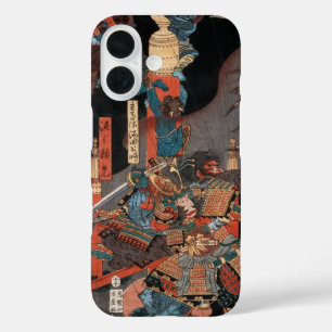 Samurai Hero Yorimitsu: Woodblock Art iPhone 16 Hoesje