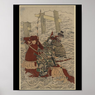 Samurai in Armor, op paarden met pijlen en pijlen Poster