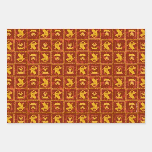 Samurai Jack & Aku Golden Silhouette Tile Pattern Inpakpapier Vel (Voorkant 2)