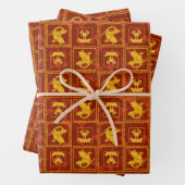 Samurai Jack & Aku Golden Silhouette Tile Pattern Inpakpapier Vel (In situ)