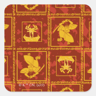 Samurai Jack & Aku Golden Silhouette Tile Pattern Vierkante Sticker