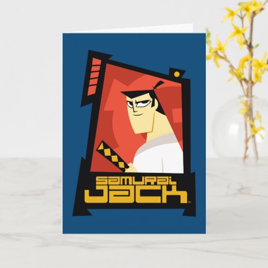 Samurai Jack glimlachend futuristisch Lijst Grafis Kaart (Gele Bloem)