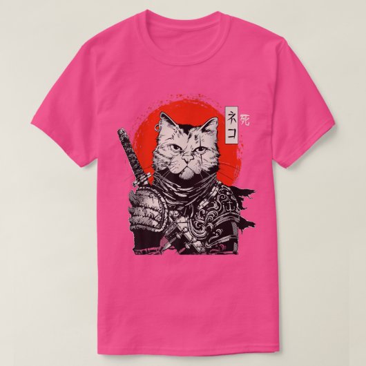 Samurai Japans kat Bushido Warrior, Katana Sword T-shirt (Design voorkant)