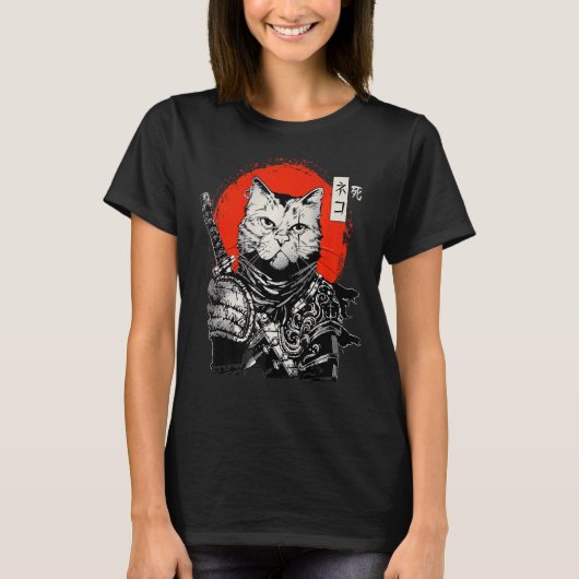 Samurai Japans kat Bushido Warrior Katana Sword T-shirt (Voorkant)