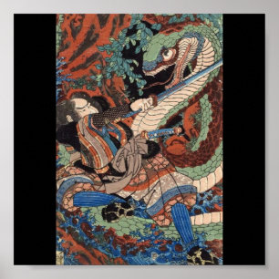 Samurai, Japans schilderen c. jaren '1800 Poster