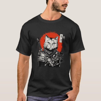 Samurai Japanse Kat Bushido Krijger Katana Zwaard  T-shirt