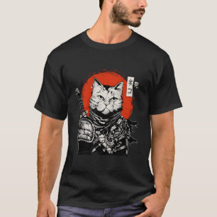 Samurai Japanse Kat Bushido Krijger Katana Zwaard T-shirt
