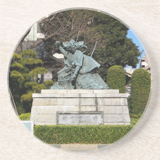 Samurai Kamakura Gongoro Kagemasa Kabuki Zandsteen Onderzetter (Voorkant)