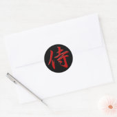 SAMURAI KANJI rood zwart Ronde Sticker (Envelop)
