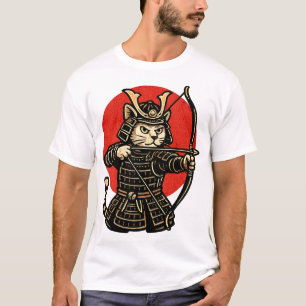 Samurai Kat Boogschutter, Japanse Krijger Neko T-shirt