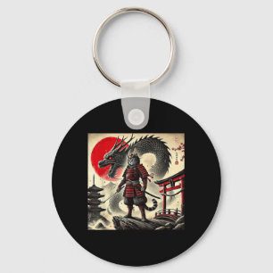 Samurai Kat Grafische Krijger Japanse Kat Ninja Ma Sleutelhanger