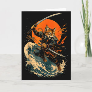Samurai Kat Japan Vintage Ukiyo-e Kat Anime Gif Kaart