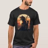 samurai kat japans zonsondergang stijl kitten t-shirt (Voorkant)