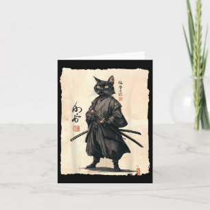 Samurai Kat Japanse Anime Kat Liefhebber Grappig V Kaart