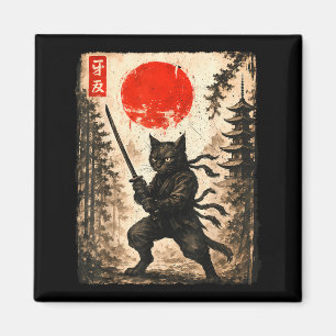 Samurai Kat Japanse Heren Jongens Kids Grafisch An Magneet