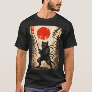 Samurai Kat Japanse Heren Jongens Kinderen Grafisc T-shirt