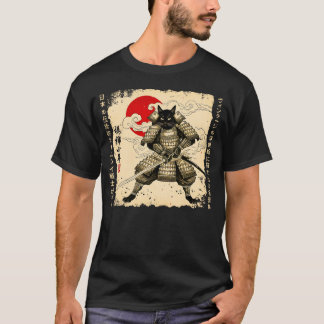 Samurai Kat Japanse Kat Krijger Anime Kat Japans T-shirt