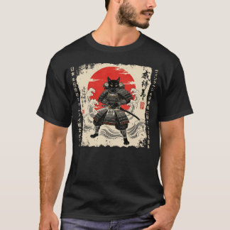 Samurai Kat Japanse Kat Krijger Anime Kat Japans T-shirt
